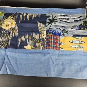 Surfer's Dream Valance Patchwork Plaid Floral Surfboard 15x72 Window Curtain New